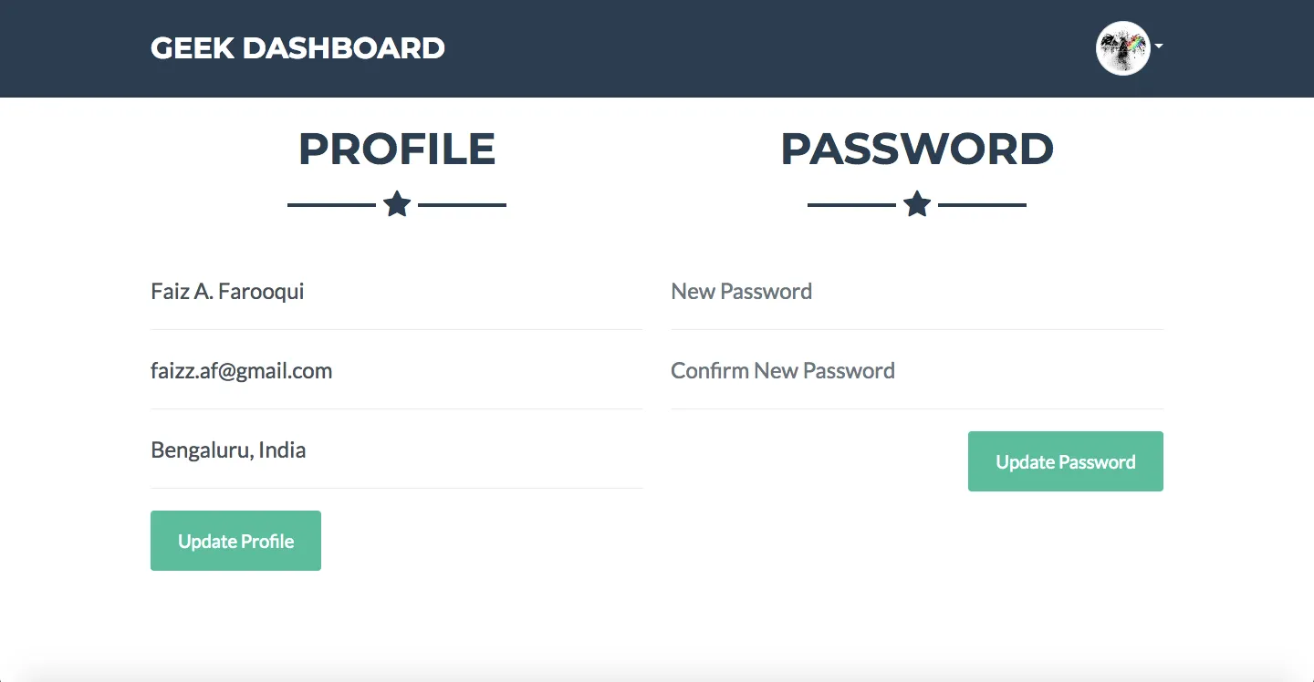 Dashboard Page